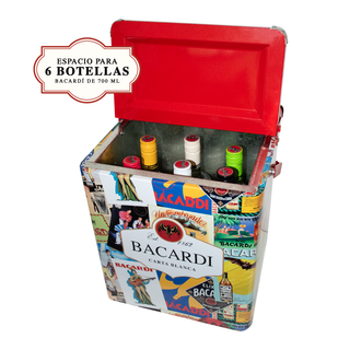 Hielera Roja Metálica "Vintage" Bacardí - 6 pz
