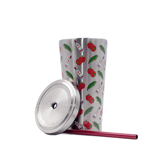 Vaso Metálico con popote "Raspberry" Bacardí