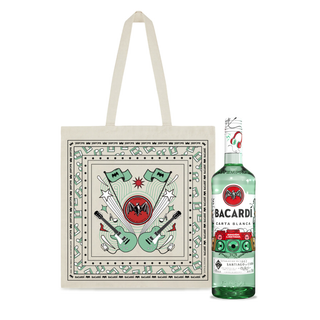 Ron Bacardí Carta Blanca Edición Música de 700 ml y una Totebag de REGALO Edición Música