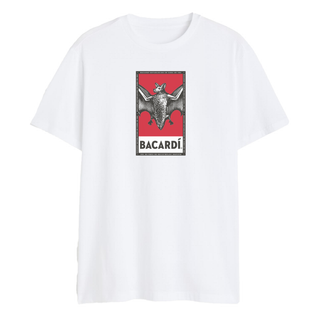 Playera blanca unisex "Bat - Super Zoom" Bacardí