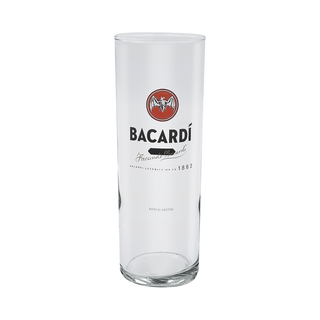 Vaso de vidrio highball con logotipo minimalista Bacardi